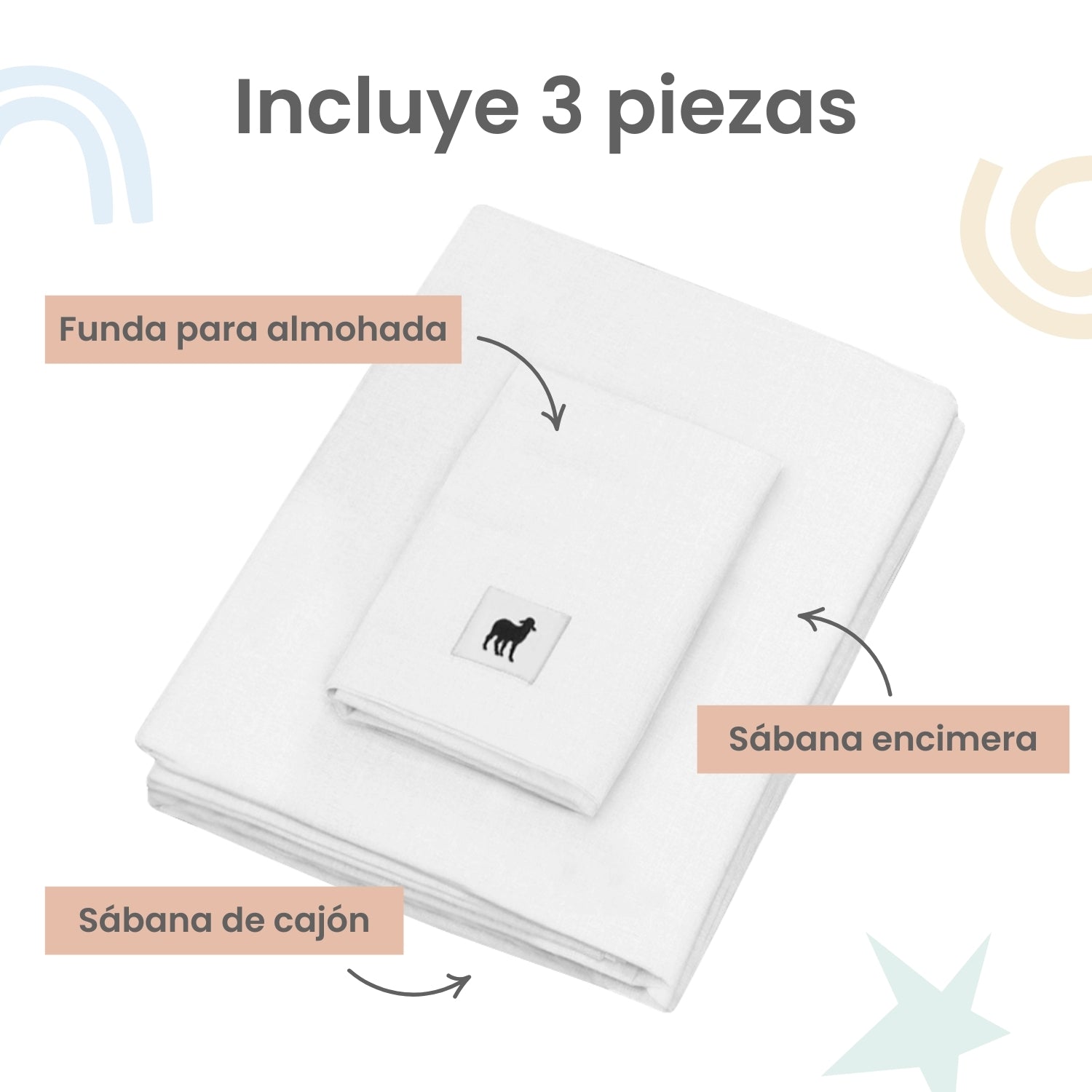 Foto 3 | Juego De Sábanas 3 Pzas Nap Baby Para Colecho 70x100cm - Blanco
