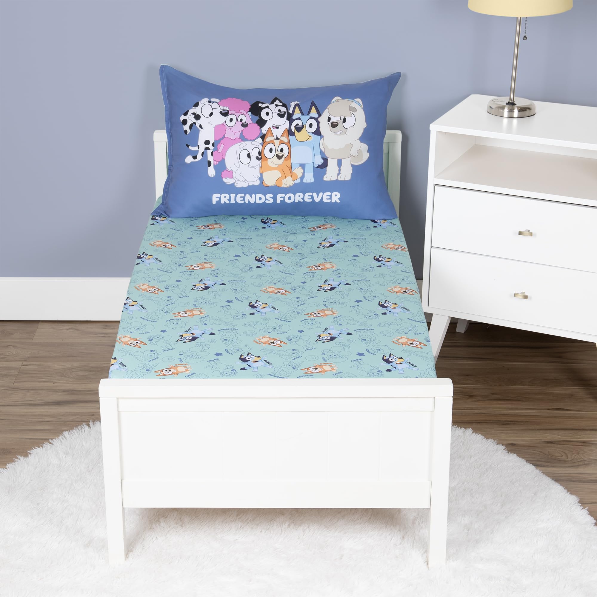Foto 2 pulgar | Juego De Sábanas Bluey Para Cama O Cuna Para Niños Pequeños, Color Verde - Venta Internacional.