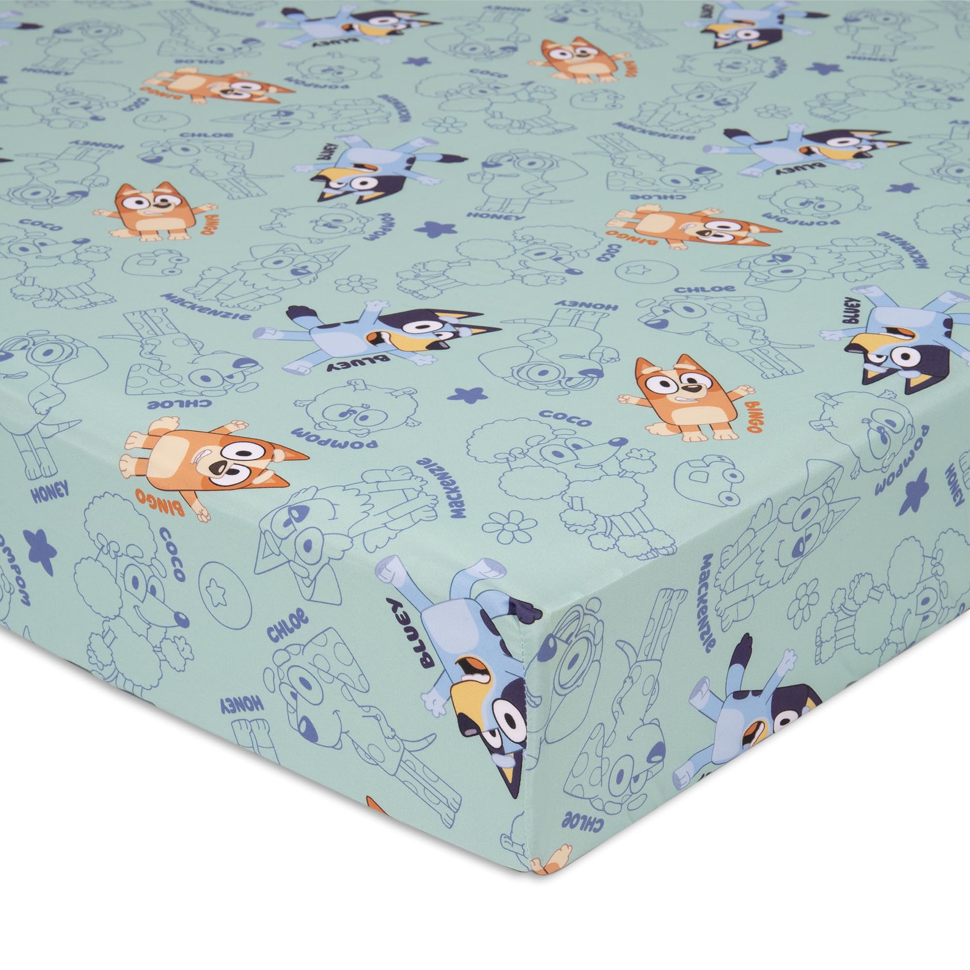 Foto 4 pulgar | Juego De Sábanas Bluey Para Cama O Cuna Para Niños Pequeños, Color Verde - Venta Internacional.