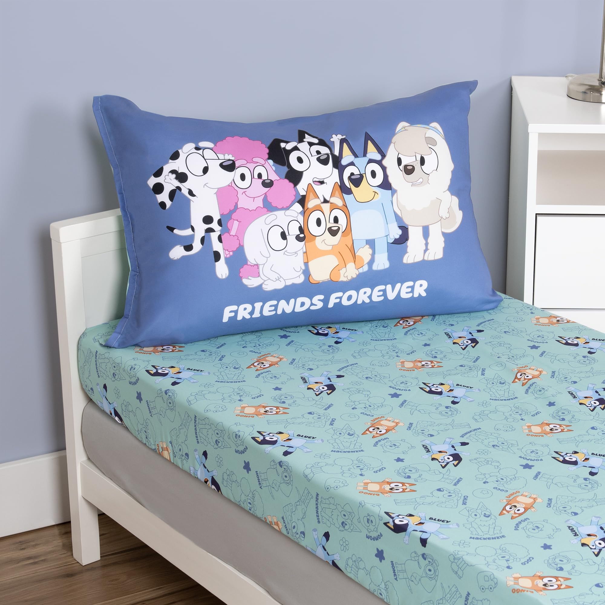 Foto 6 pulgar | Juego De Sábanas Bluey Para Cama O Cuna Para Niños Pequeños, Color Verde - Venta Internacional.
