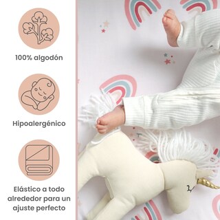Foto 2 | Juego De Sábanas 3 Pzas Nap Baby Para Colecho 70x100cm - Arcoiris Love