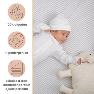 Foto 2 | Juego De Sábanas 3 Pzas Nap Baby Para Colecho/corral 74x110cm - Chevron Gris