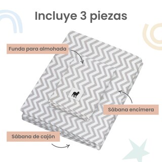 Foto 3 | Juego De Sábanas 3 Pzas Nap Baby Para Cama Cuna 95x140cm - Chevron Gris