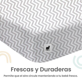 Foto 4 | Juego De Sábanas 3 Pzas Nap Baby Para Cama Cuna 95x140cm - Chevron Gris