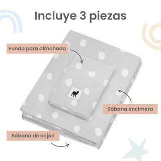 Foto 3 | Juego De Sábanas 3 Pzas Nap Baby Para Cama Cuna 95x140cm - Lunares