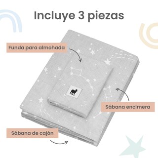 Foto 3 | Juego De Sábanas 3 Pzas Nap Baby Para Colecho 70x100cm - Constelaciones