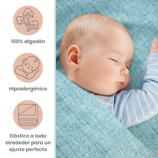 Foto 2 | Juego De Sábanas 3 Pzas Nap Baby Para Colecho 70x100cm - Azul Mar
