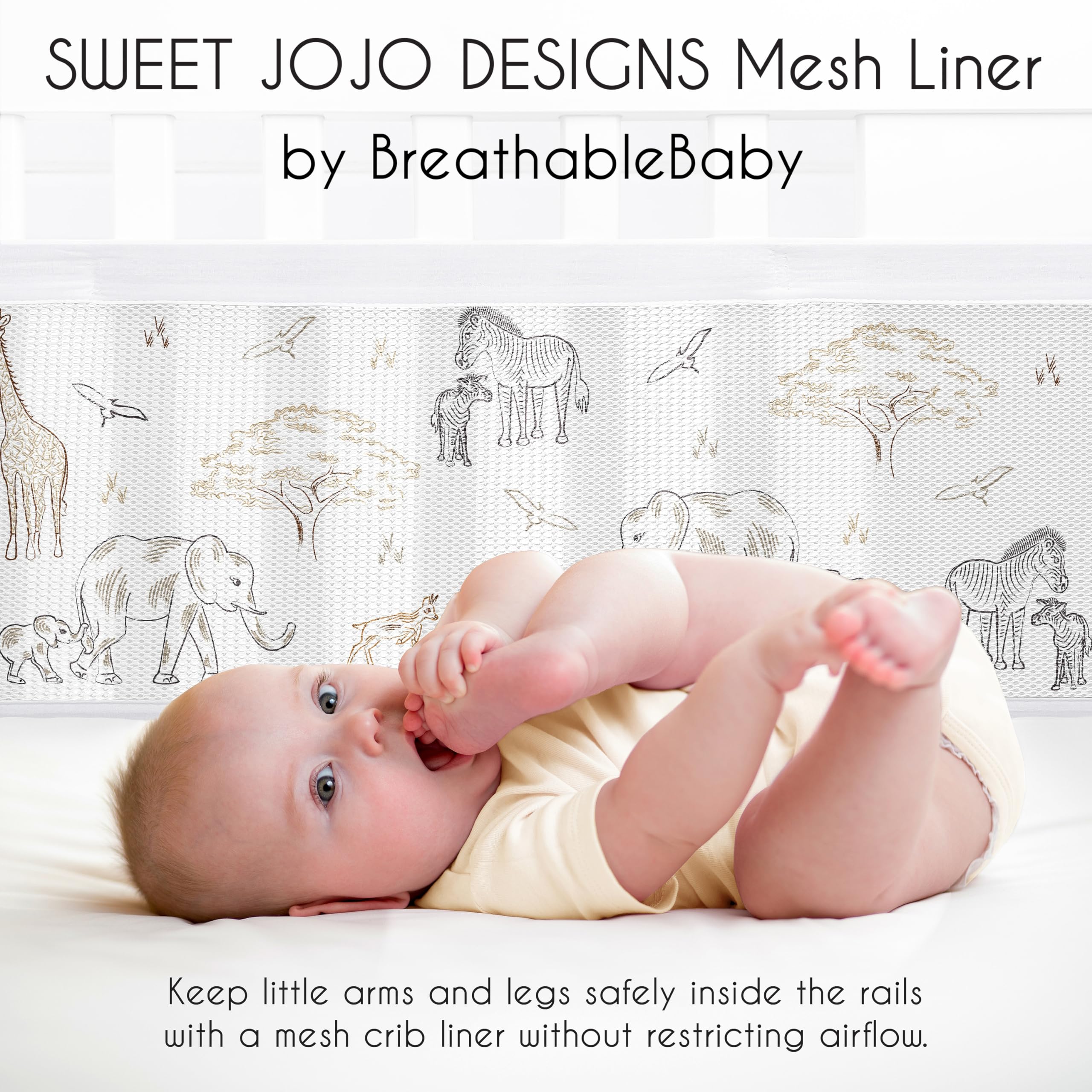 Foto 4 pulgar | Forro De Malla Para Cuna Sweet Jojo Designs + Breathablebaby Jungle - Venta Internacional.