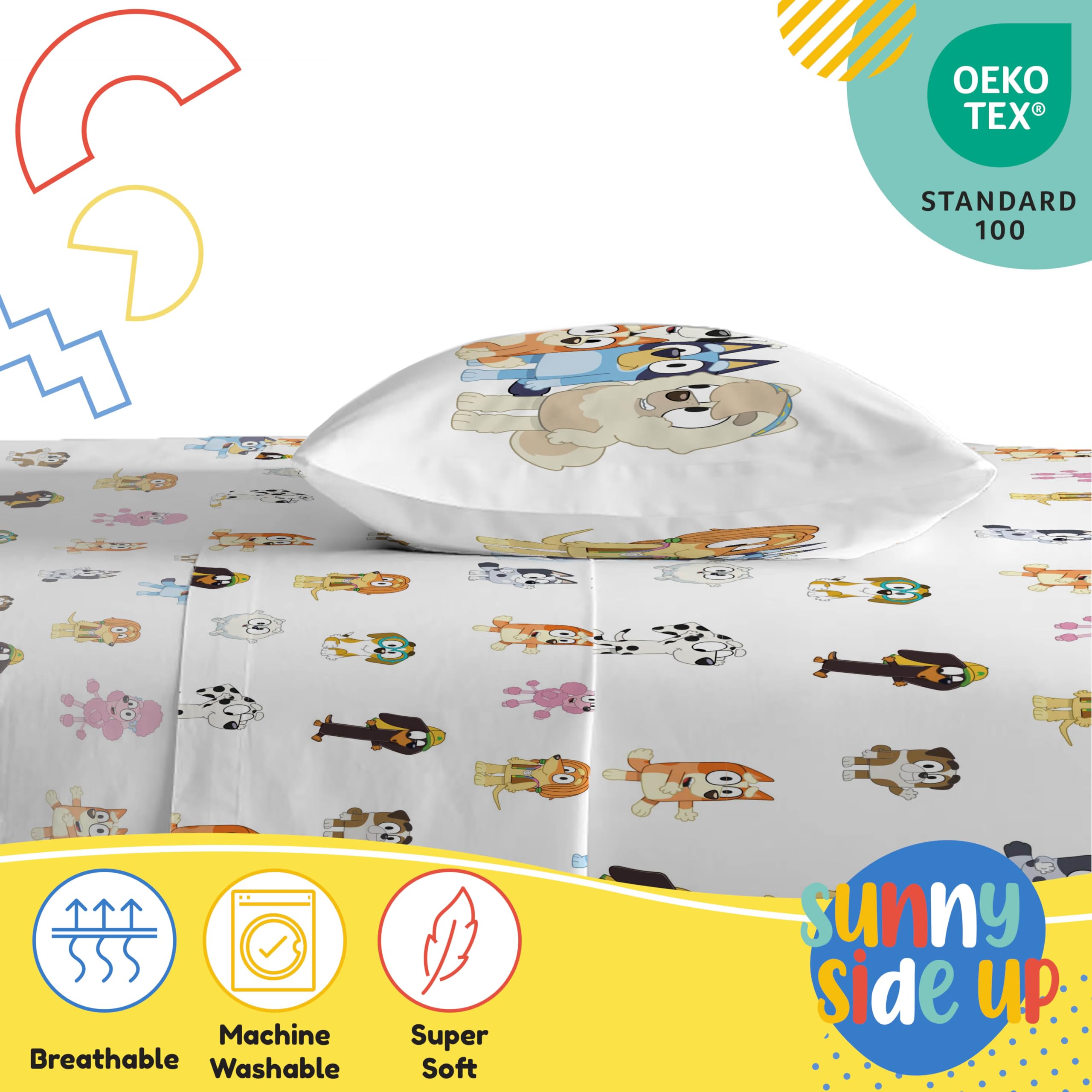 Foto 4 | Juego De Sábanas Sunny Side Up Bluey & Friends Para Niños Pequeños, 3 Piezas - Venta Internacional.