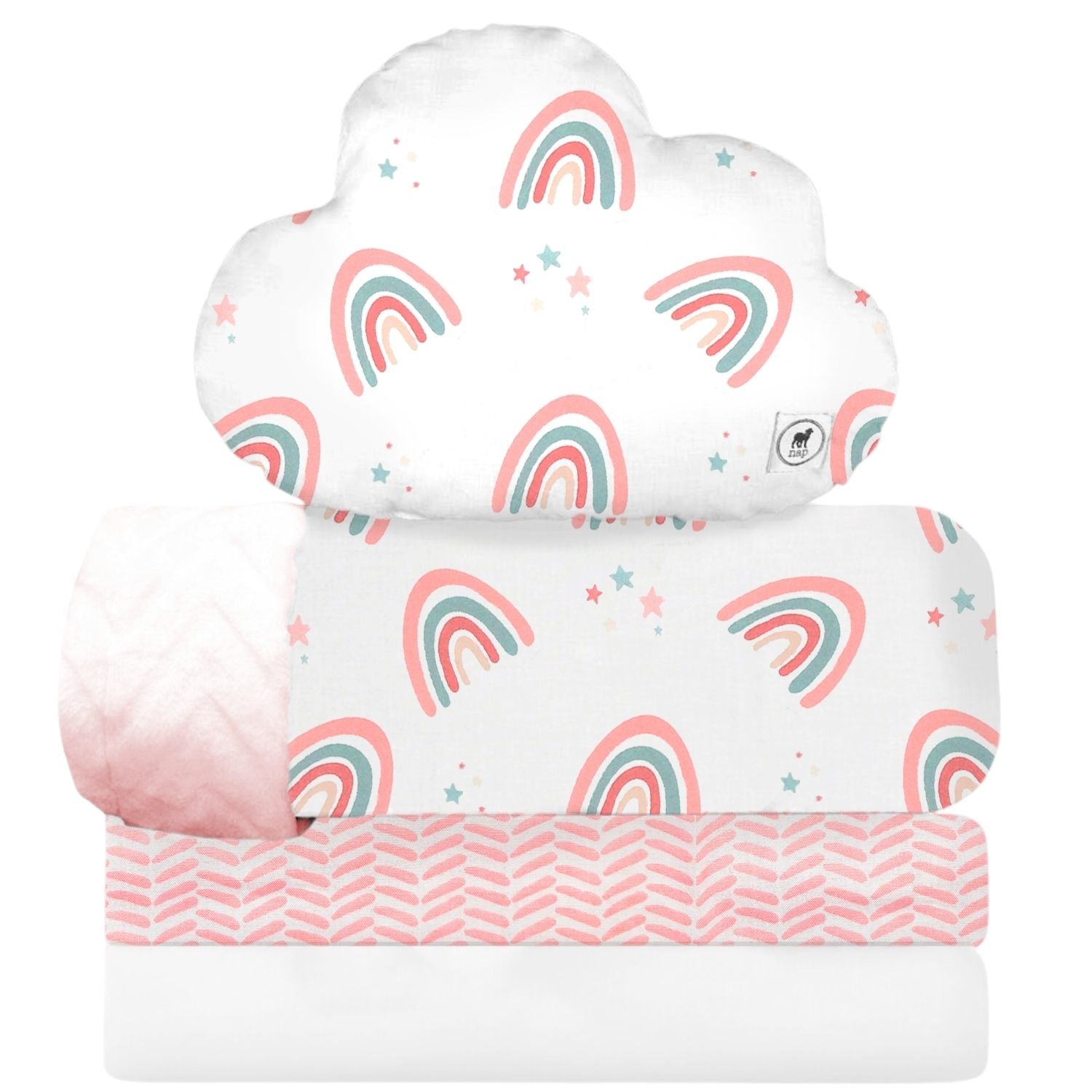 Juego De Blancos Para Mini Colecho 50x90 Cm Nap Baby Para Bebé (4 Piezas) - Arcoiris Love