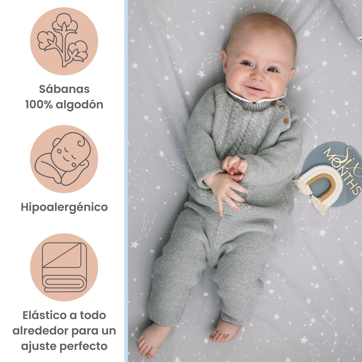 Foto 3 pulgar | Juego De Blancos Para Colecho 70x100 Cm Nap Baby Para Bebé (4 Piezas) - Constelaciones