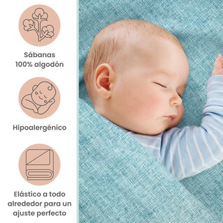 Foto 2 | Juego De Blancos Para Colecho 70x100 Cm Nap Baby Para Bebé (4 Piezas) - Azul Mar