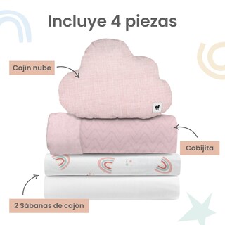 Foto 3 | Juego De Blancos Para Colecho 70x100 Cm Nap Baby Para Bebé (4 Piezas) - Arcoiris Love