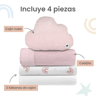 Foto 3 | Juego De Blancos Para Colecho/corral 74x110 Cm Nap Baby Para Bebé (4 Piezas) - Arcoiris Love