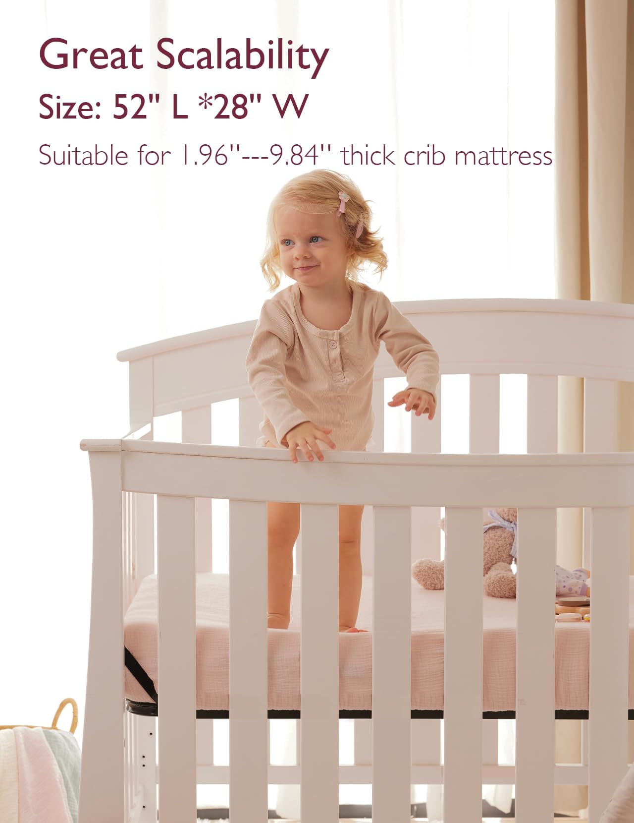Foto 2 | Sábanas Para Cuna Momcozy, De Muselina, Estándar, Ajustables, 2 Unidades, Color Beige - Venta Internacional.