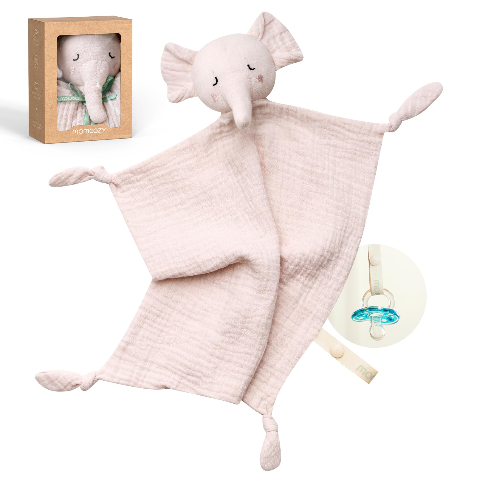 Foto 2 pulgar | Manta De Seguridad Momcozy Elephant Loveys Para Bebés Rosa - Venta Internacional.