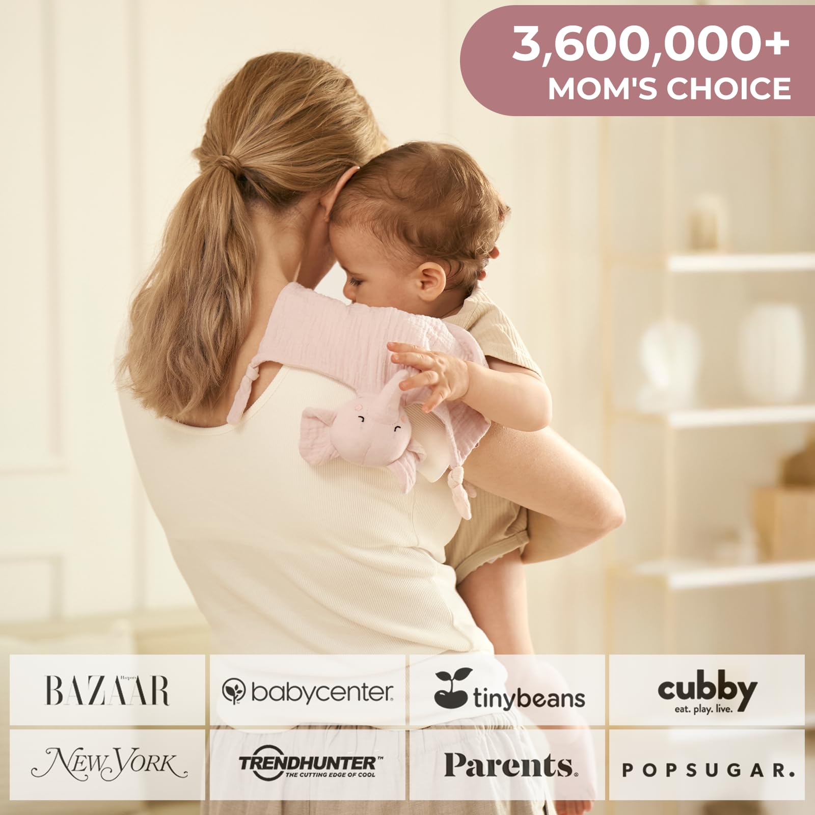 Foto 6 | Manta De Seguridad Momcozy Elephant Loveys Para Bebés Rosa - Venta Internacional.