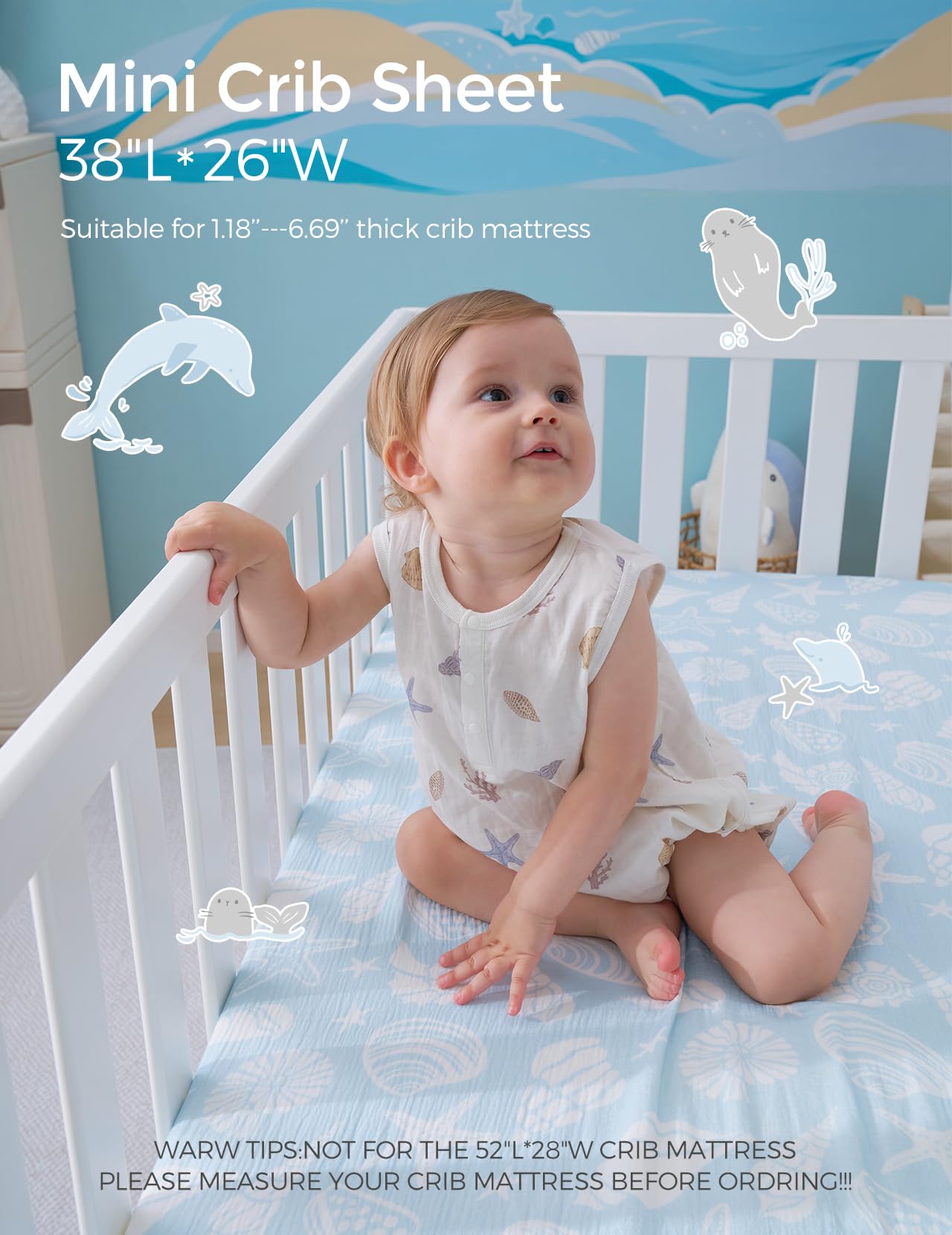 Foto 2 | Sábanas Momcozy De Muselina Ajustables Para Minicuna, 38 X 26 Pulgadas, Paquete De 2 - Venta Internacional.