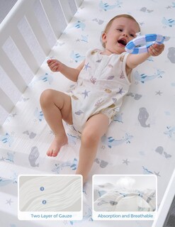Foto 5 | Sábanas Momcozy De Muselina Ajustables Para Minicuna, 38 X 26 Pulgadas, Paquete De 2 - Venta Internacional.