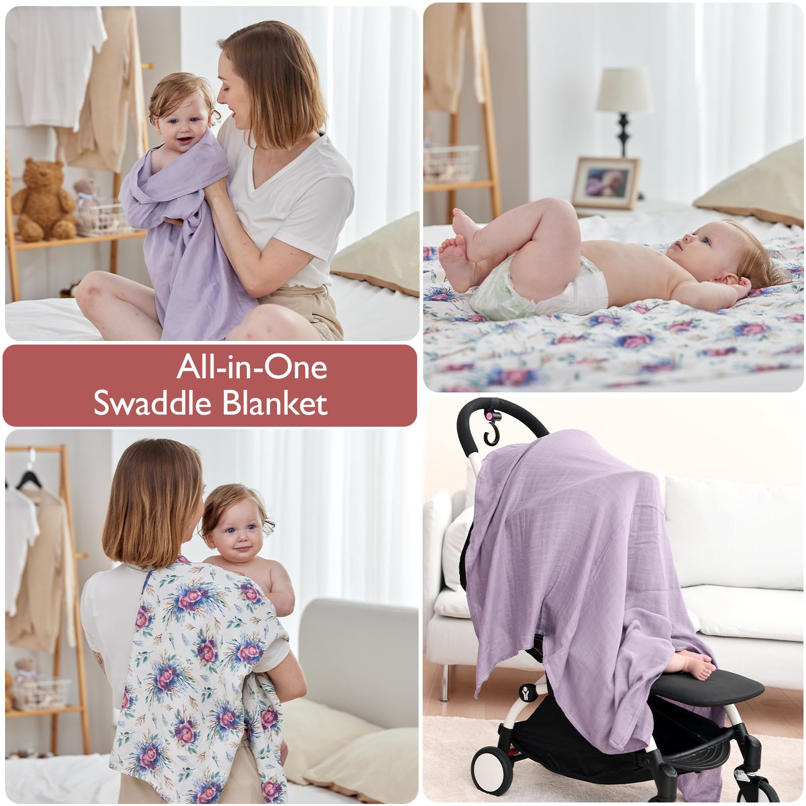 Foto 4 pulgar | Mantas Para Pañales Momcozy Sofdness Upgrade, Muselina, 120 X 120 Cm - Venta Internacional.