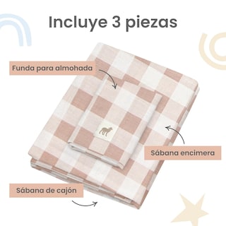 Foto 3 | Juego De Sábanas Para Cuna Viajera 74x110cm Nap Baby - Gingham Beige