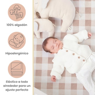 Foto 2 | Set 2 Sábanas de Cajón Nap Baby para Cama Cuna 95 x 140 cm - Gingham Beige