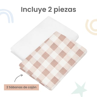 Foto 3 | Set 2 Sábanas de Cajón Nap Baby para Cama Cuna 95 x 140 cm - Gingham Beige
