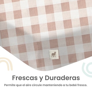 Foto 4 | Set 2 Sábanas de Cajón Nap Baby para Cama Cuna 95 x 140 cm - Gingham Beige
