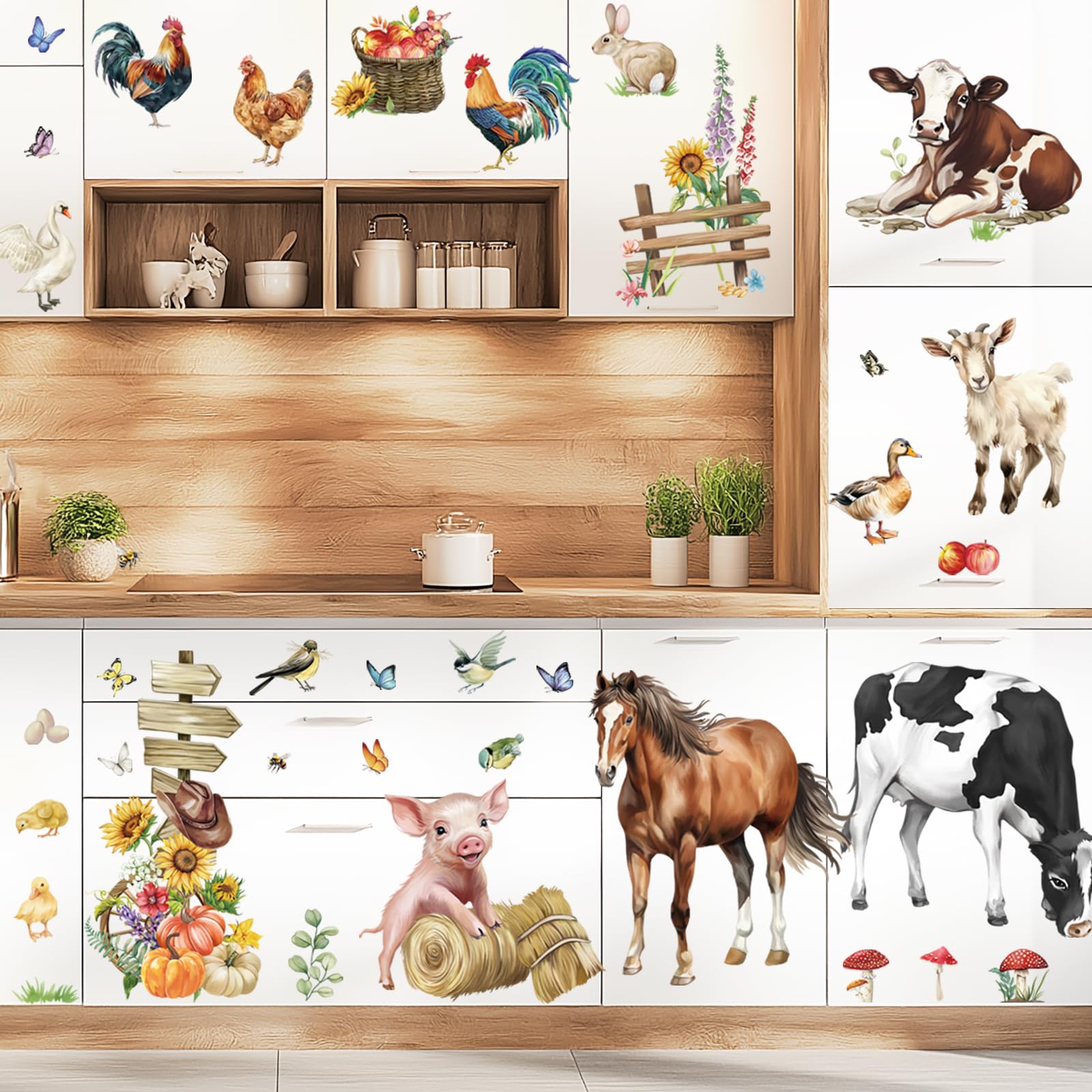 Foto 3 pulgar | Adhesivos De Pared Wondever Farm Animals Cow Horse Farmhouse - Venta Internacional.