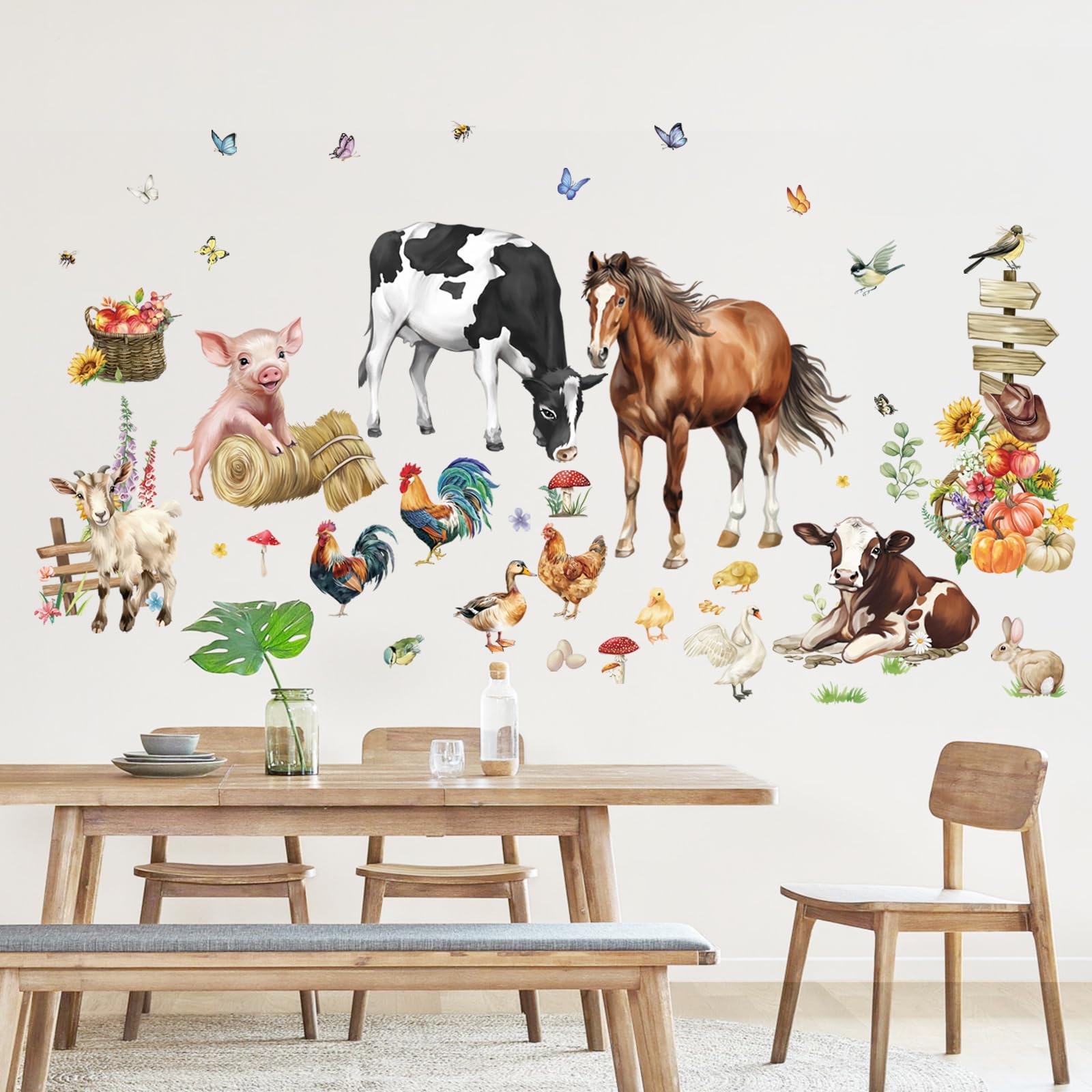 Foto 4 pulgar | Adhesivos De Pared Wondever Farm Animals Cow Horse Farmhouse - Venta Internacional.