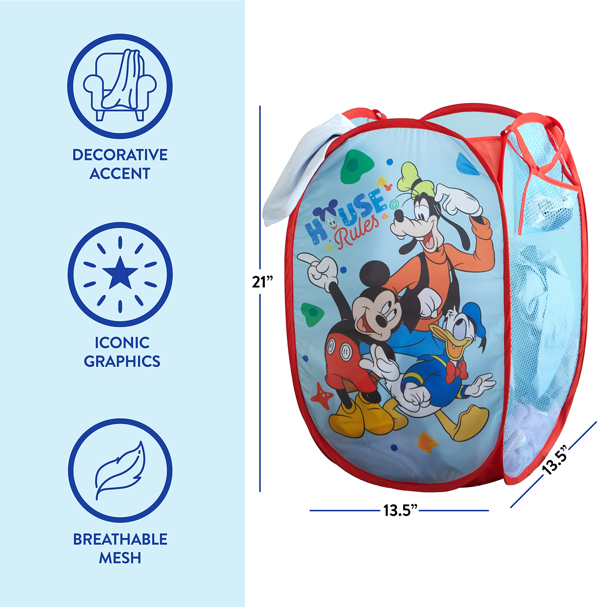 Foto 4 pulgar | Cesta Plegable Idea Nuova Disney Mickey Mouse, 21,5 X 34 X 34 Cm - Venta Internacional.