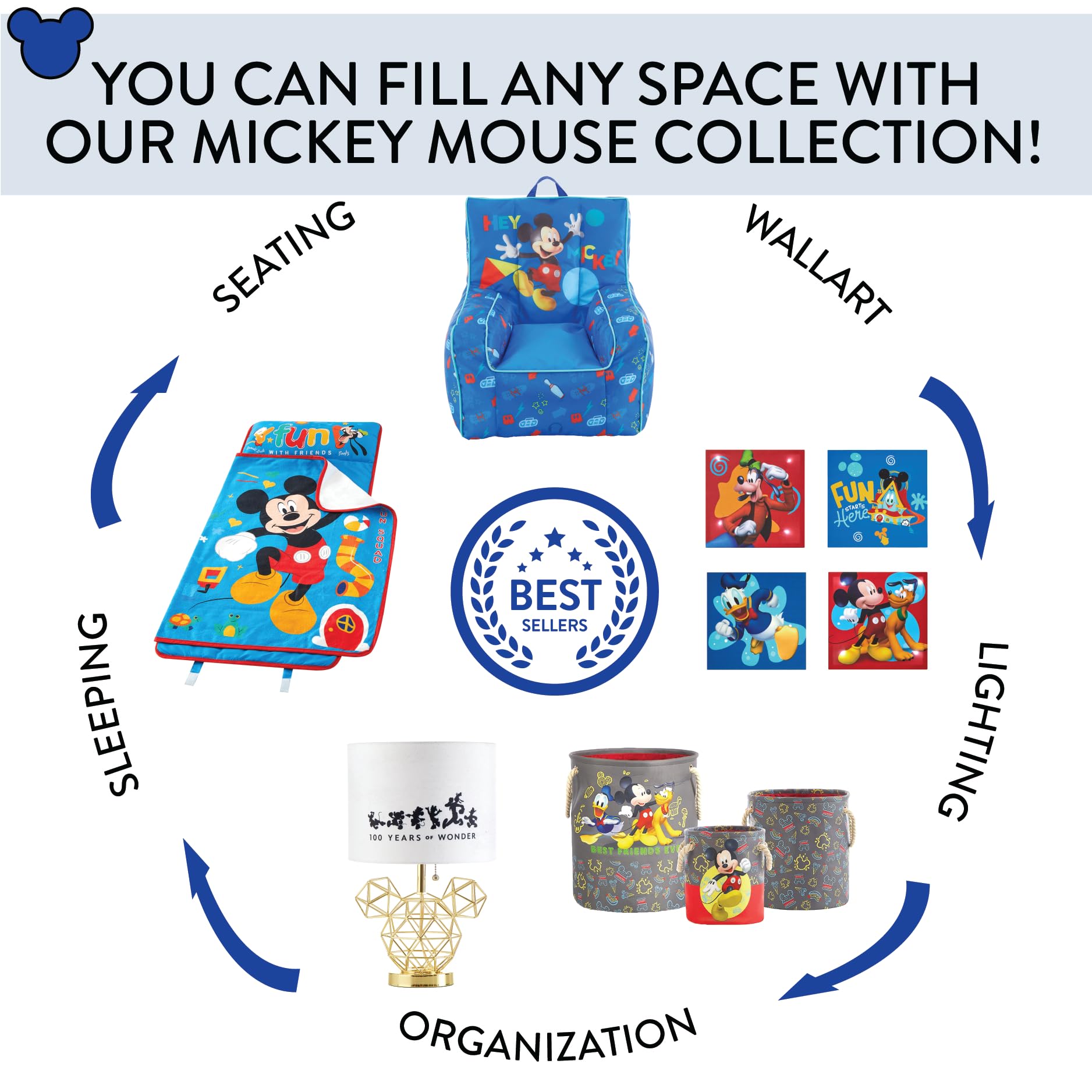 Foto 6 pulgar | Cesta Plegable Idea Nuova Disney Mickey Mouse, 21,5 X 34 X 34 Cm - Venta Internacional.