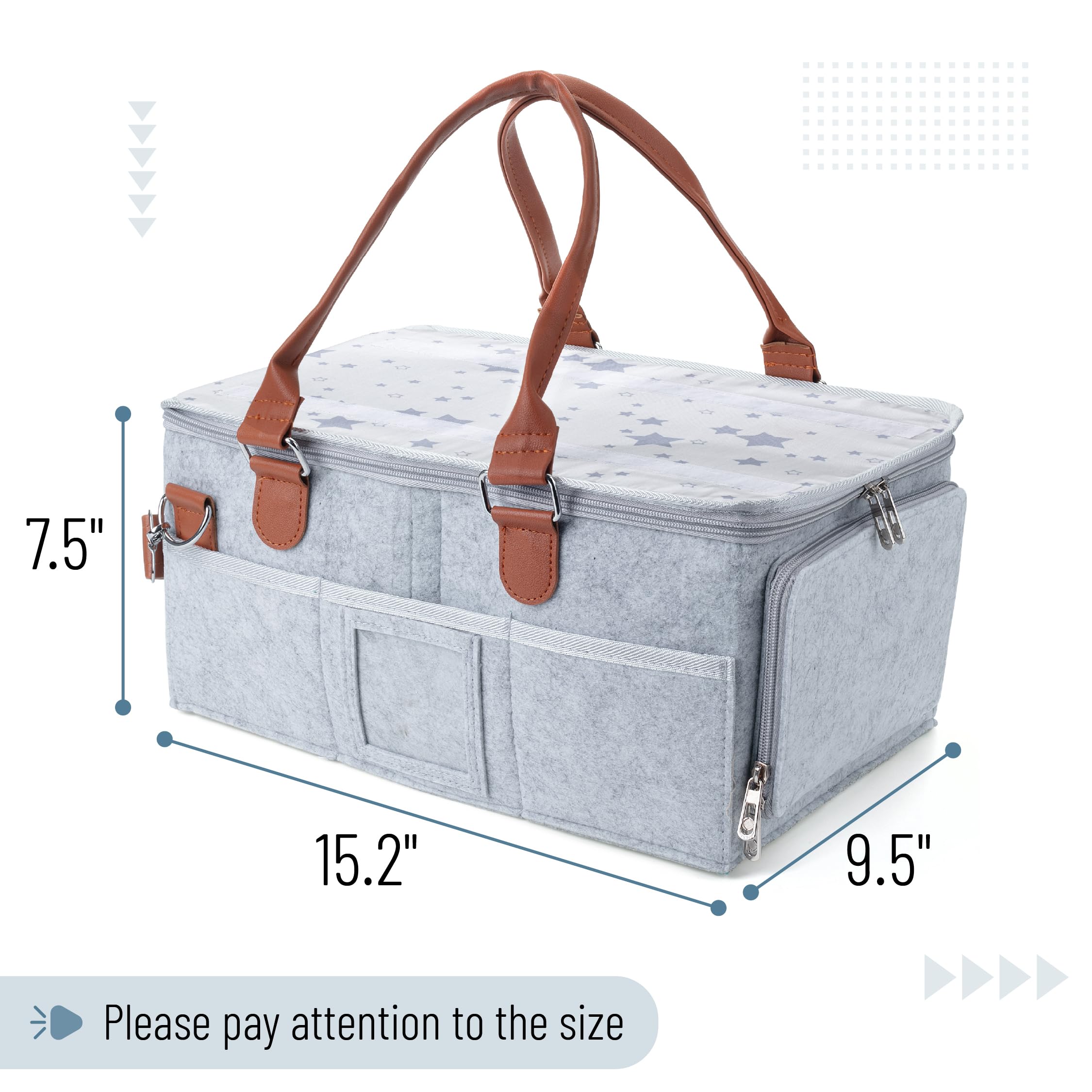Foto 2 | Organizador De Pañales Mr. Pen Baby Con Tapa De Fieltro Gris - Venta Internacional.