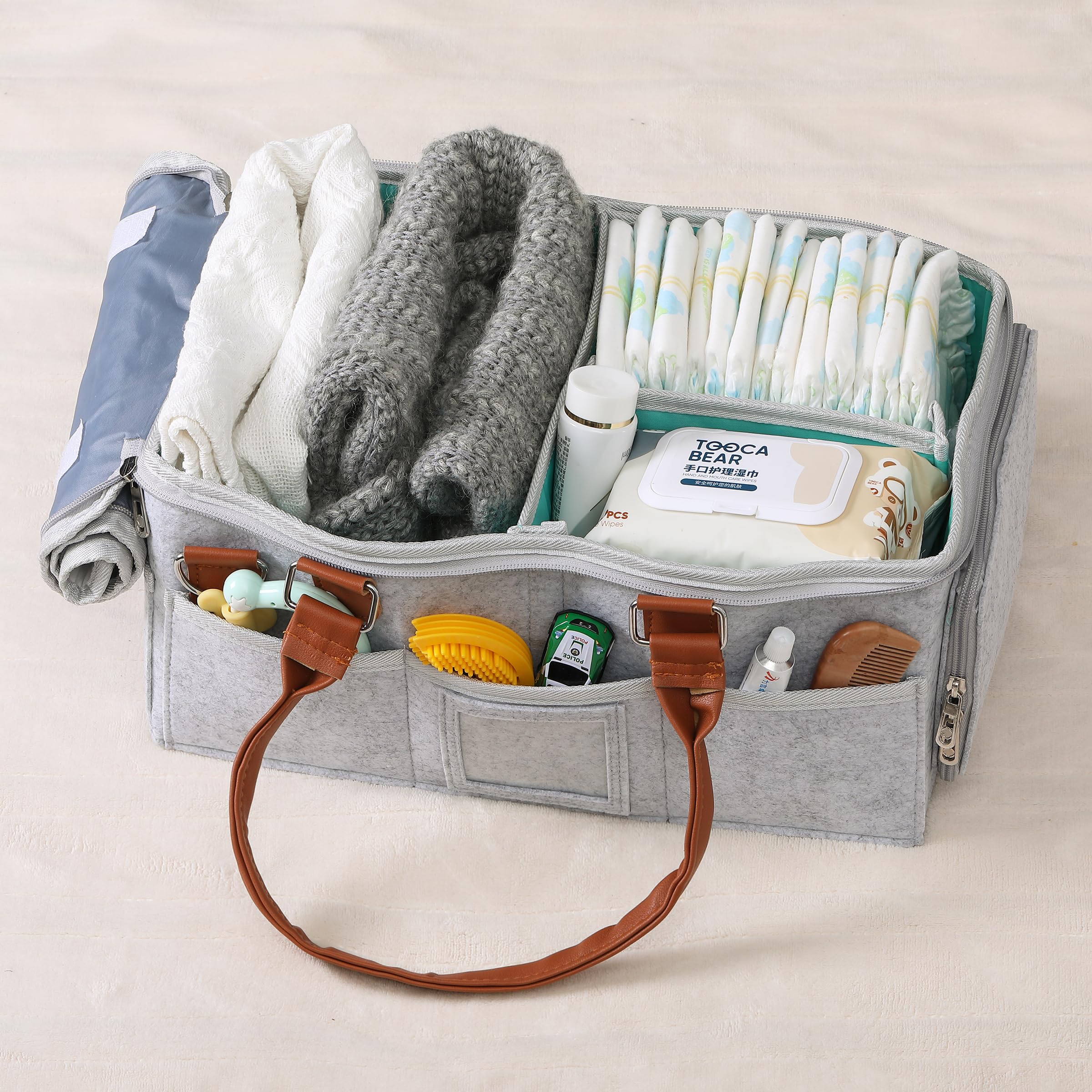 Foto 8 pulgar | Organizador De Pañales Mr. Pen Baby Con Tapa De Fieltro Gris - Venta Internacional.