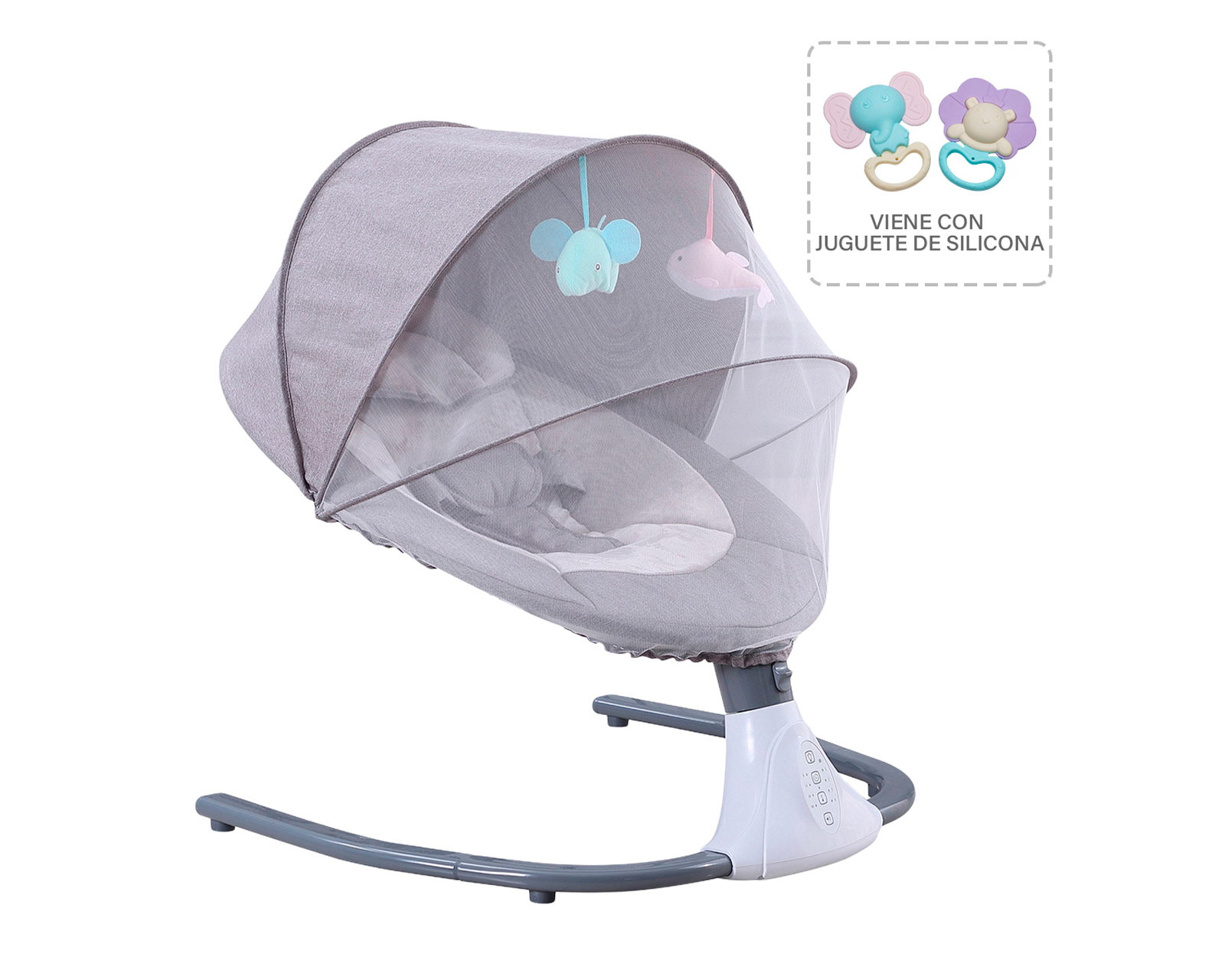 Foto 4 pulgar | Mecedora Eléctrica  Bebé Bouncer Reclinable 0-18 Meses Música Movimiento  Color Gris Basitex