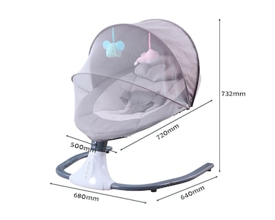 Foto 4 | Mecedora Eléctrica Bebé Bouncer Reclinable 0-18 Meses Música Movimiento Color Gris Basitex