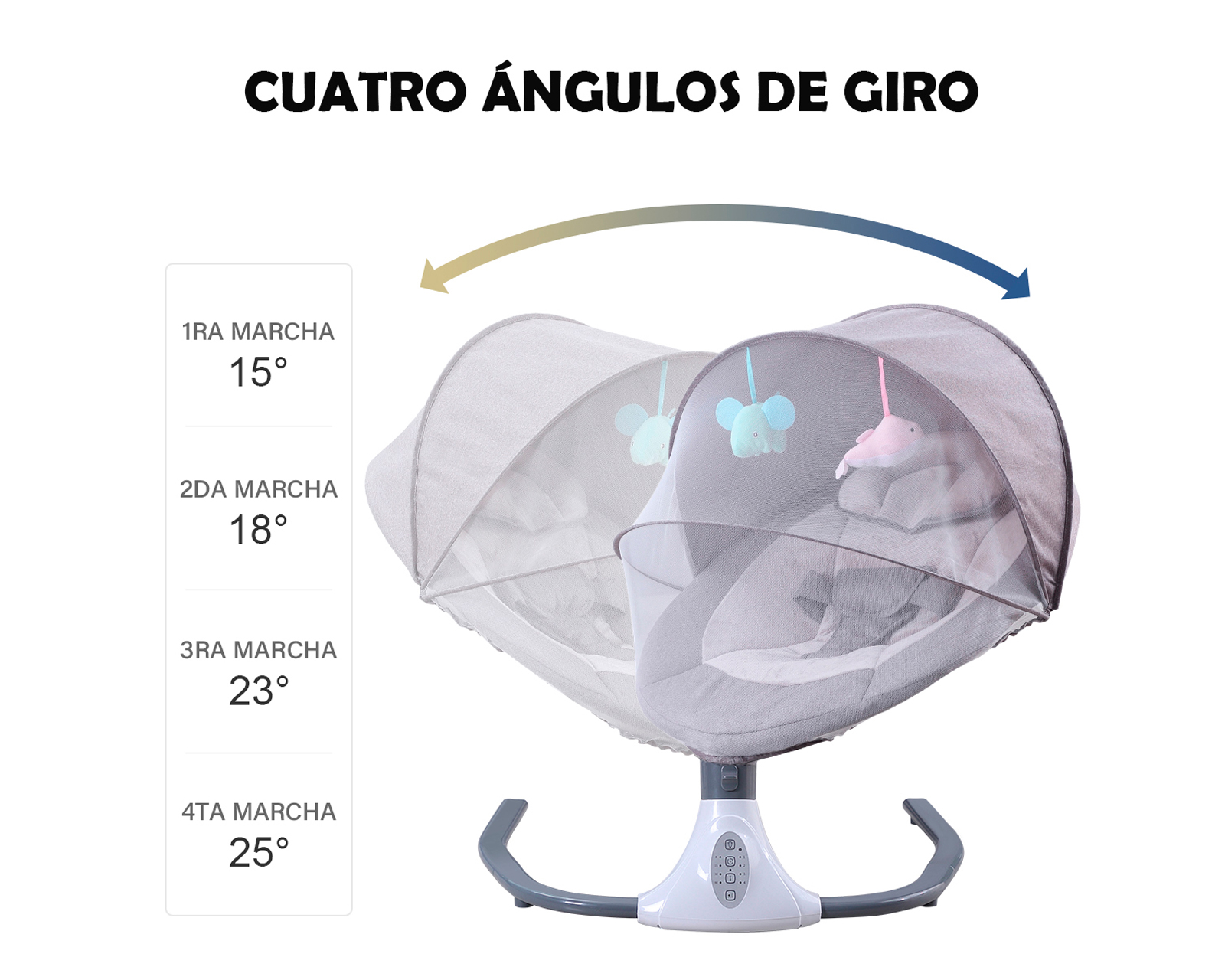 Foto 7 pulgar | Mecedora Eléctrica  Bebé Bouncer Reclinable 0-18 Meses Música Movimiento  Color Gris Basitex