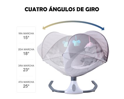 Foto 6 | Mecedora Eléctrica Bebé Bouncer Reclinable 0-18 Meses Música Movimiento Color Gris Basitex