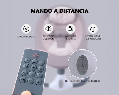 Foto 7 | Mecedora Eléctrica Bebé Bouncer Reclinable 0-18 Meses Música Movimiento Color Gris Basitex