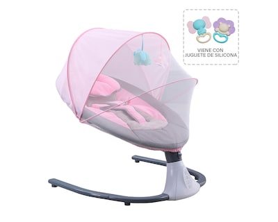 Foto 2 | Mecedora Eléctrica Bebé Bouncer Reclinable 0-18 Meses Música Movimiento Color Rosa Basitex