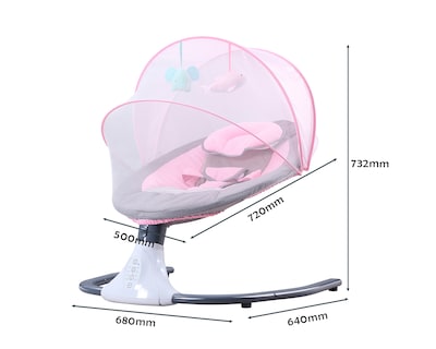 Foto 3 | Mecedora Eléctrica Bebé Bouncer Reclinable 0-18 Meses Música Movimiento Color Rosa Basitex