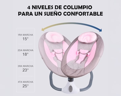 Foto 5 | Mecedora Eléctrica Bebé Bouncer Reclinable 0-18 Meses Música Movimiento Color Rosa Basitex