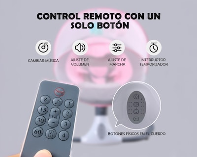 Foto 6 | Mecedora Eléctrica Bebé Bouncer Reclinable 0-18 Meses Música Movimiento Color Rosa Basitex