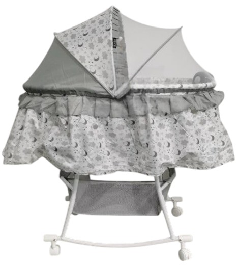 Cuna Moisés Para Bebé Bambineto Aeiou 720m Con Mosquitero Gris