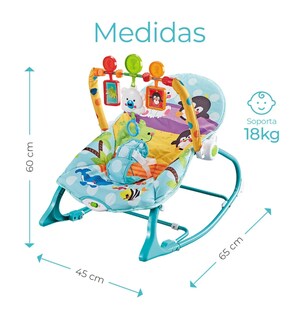 Foto 3 | Rocker Silla Vibradora Mecedora De Bebe Musical Con Juegos Color Azul-verde Turquesa