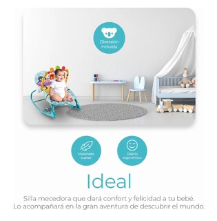 Foto 4 | Rocker Silla Vibradora Mecedora De Bebe Musical Con Juegos Color Azul-verde Turquesa