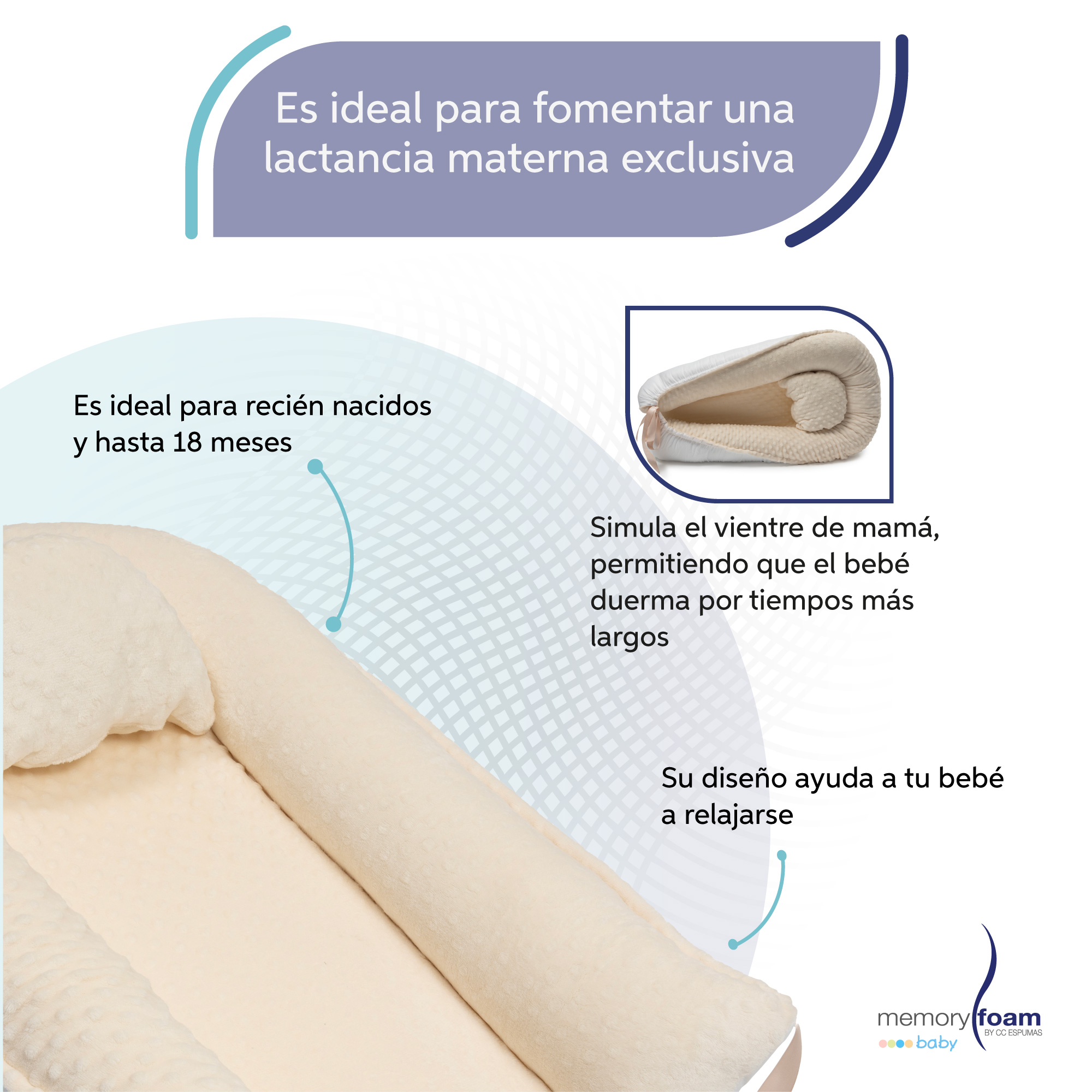 Foto 4 pulgar | Nido Colecho Para Bebé / Cuna Portátil / Beige | Memory Foam