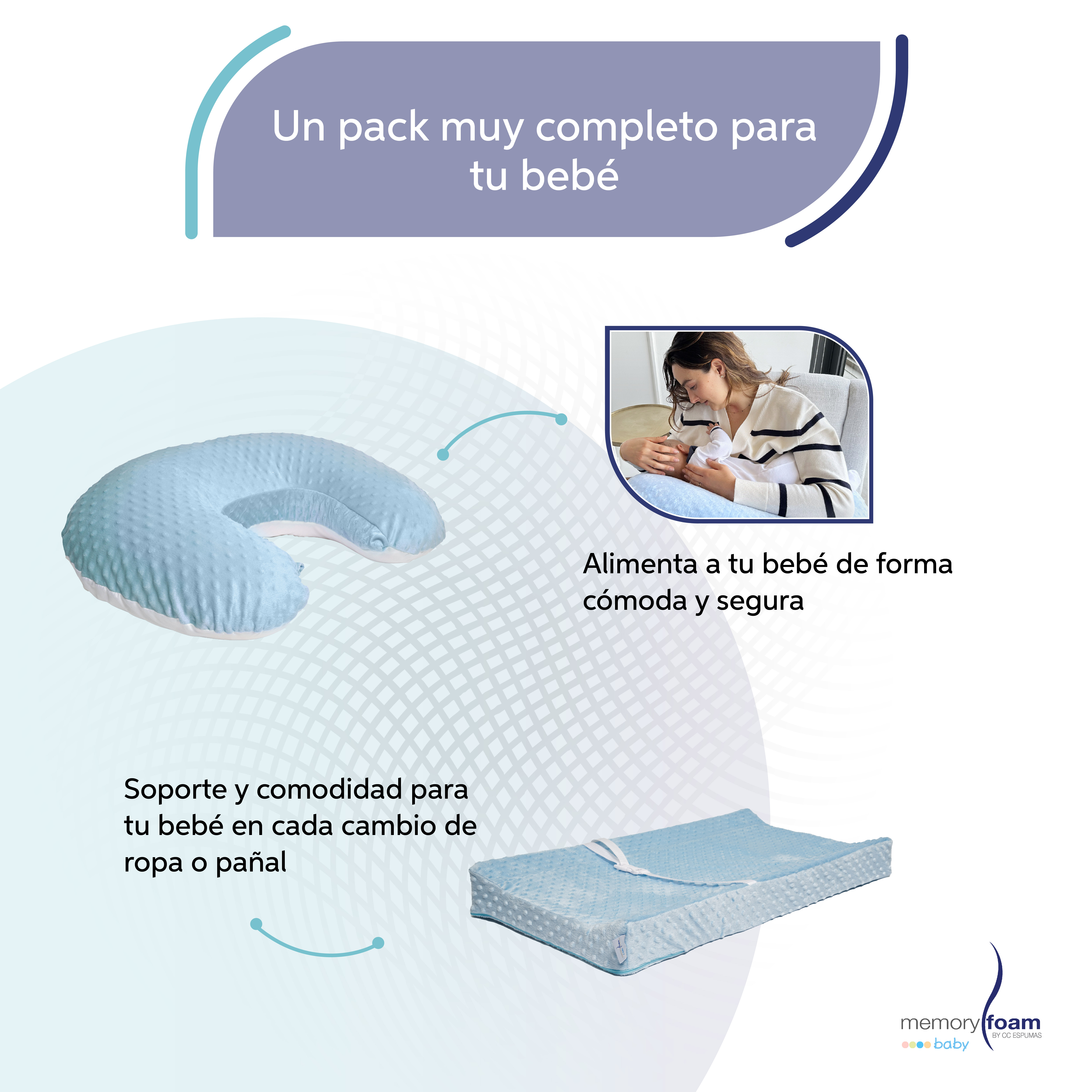 Foto 4 | Pack De Bebé Con Nido + Almohada De Lactancia + Cambiado Azul