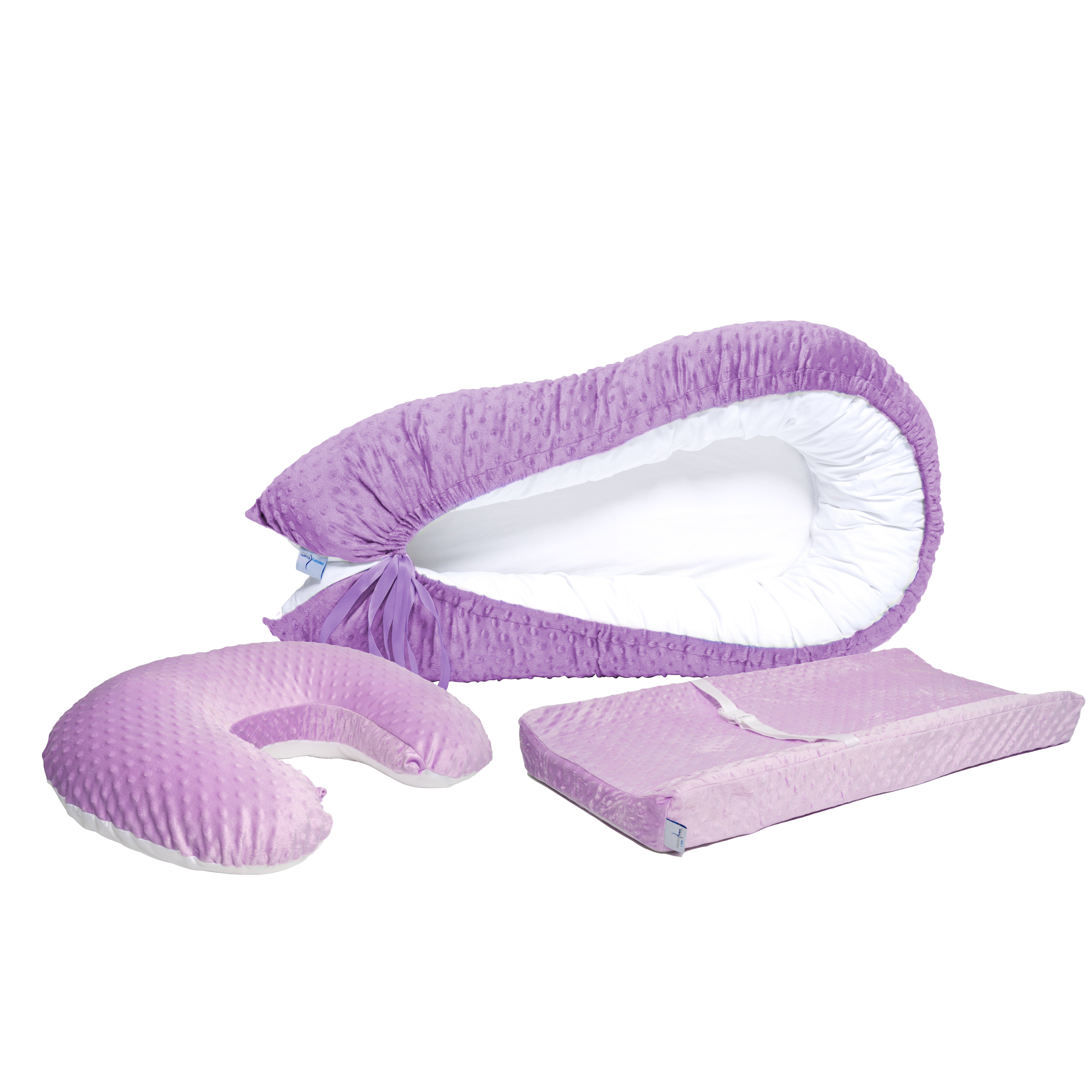 Pack De Bebé Con Nido + Almohada De Lactancia + Cambiador Morado