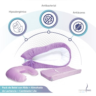 Foto 2 | Pack De Bebé Con Nido + Almohada De Lactancia + Cambiador Morado
